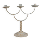 Vintage patinated lacquered metal candlestick brocante