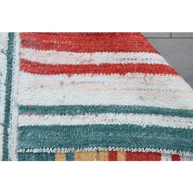 Vintage Turkish Oushak Handmade Wool Cotton Red Runner Rug 123x356
