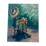 Oil on canvas campaign stage