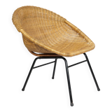 1960s Wicker Chair Woven Armchair Mid-Century