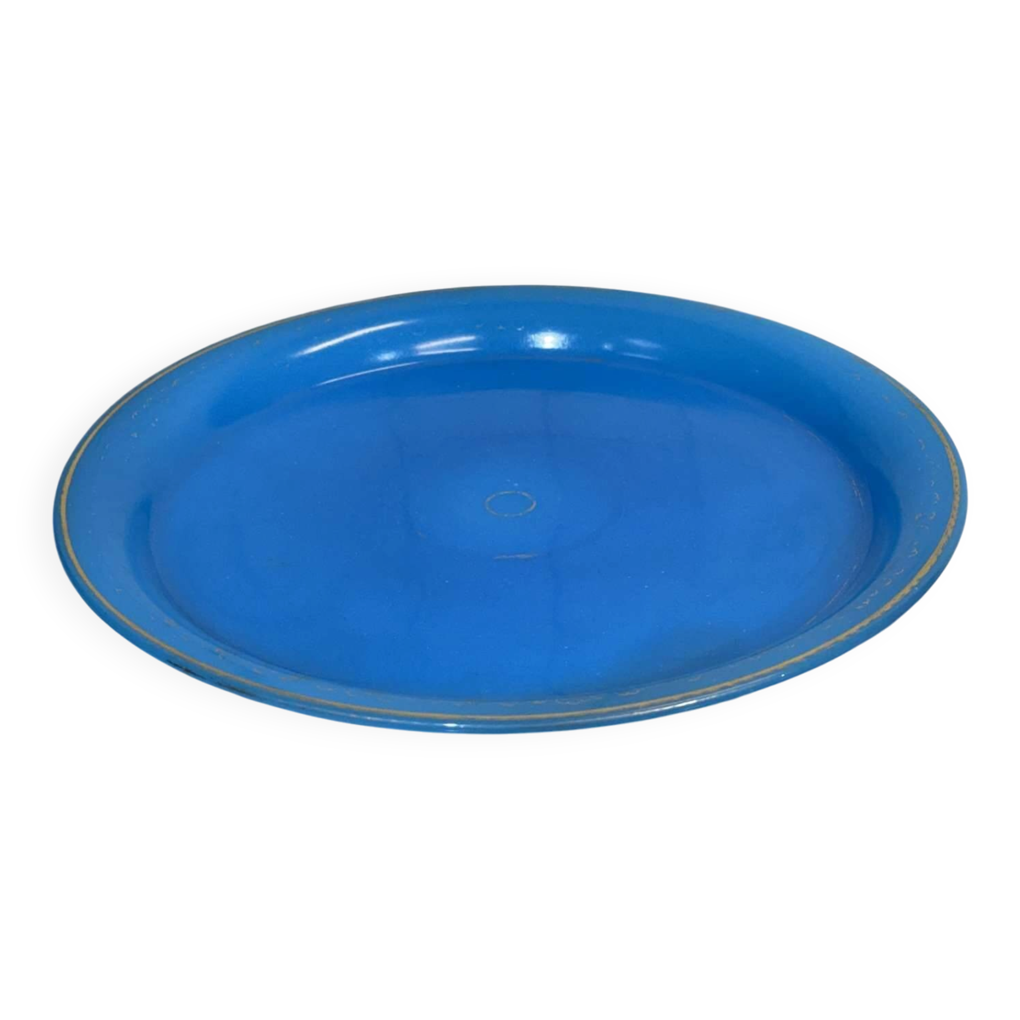 Plateau en opaline bleu et or 19ème