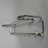 Vintage chrome wall coat rack, 1950s