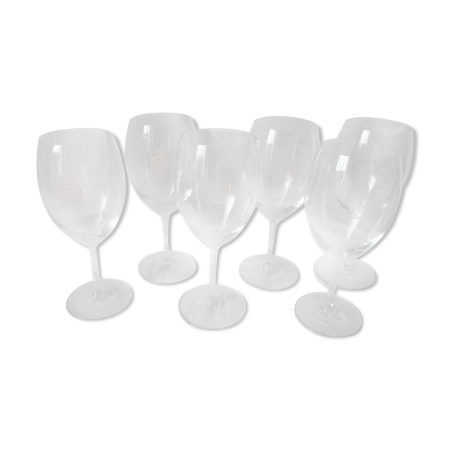 6 large crystal Bordeaux wine glasses