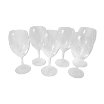 Set of 6 large Bordeaux wine glasses in crystal.
