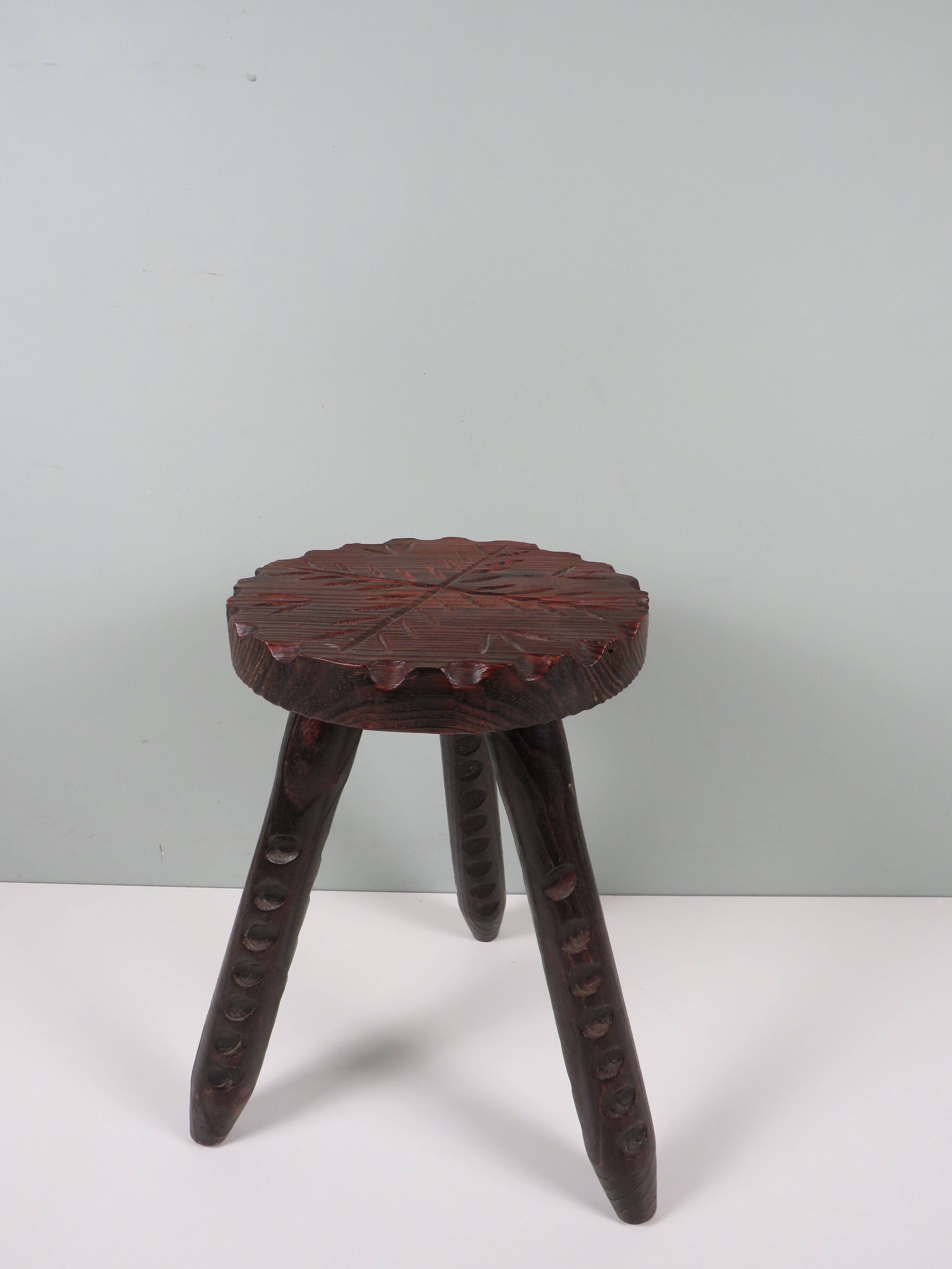Spanish brutalist tripod stool 1960