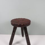 Tabouret brutaliste espagnol tripode 1960