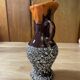 Small Vallauris ceramic vase orange brown and white 70s