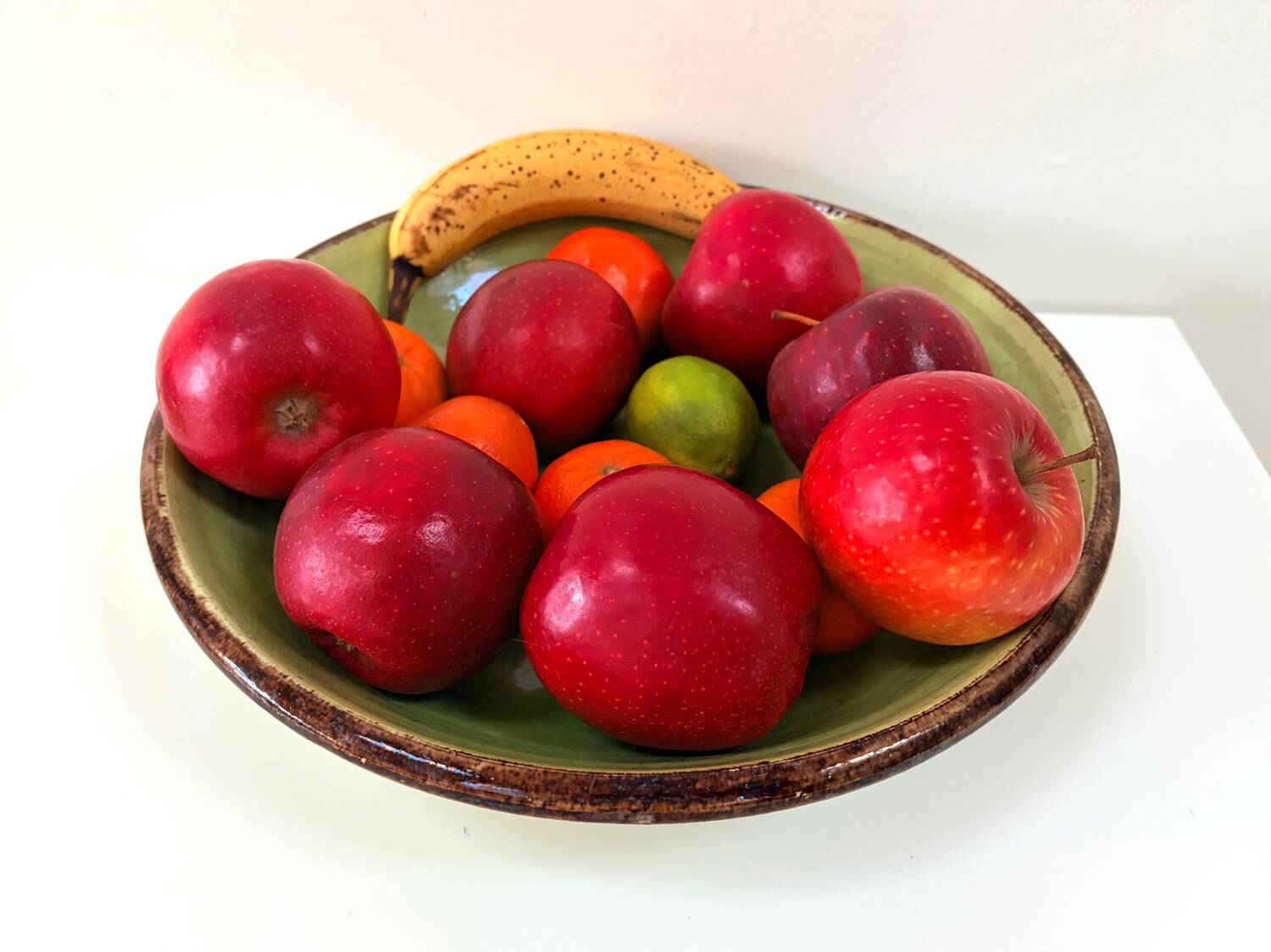 green glazed earthenware dish from the 1950s - Dieulefit