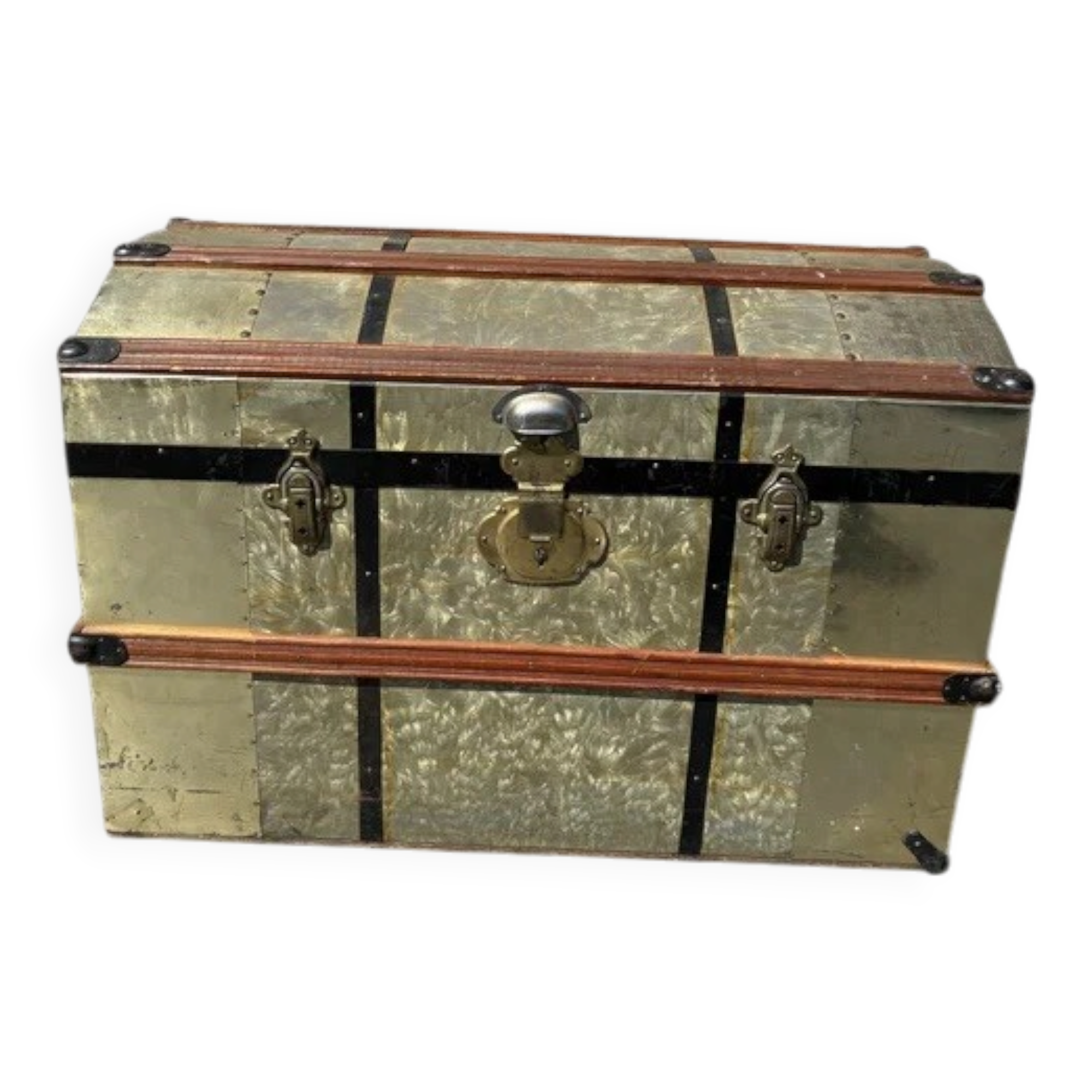 Antique Brass Steamer Trunk Early 1900s