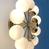 German brass ceiling lamp in mid-century modern space style by Kaiser Leuchten, 1960s.