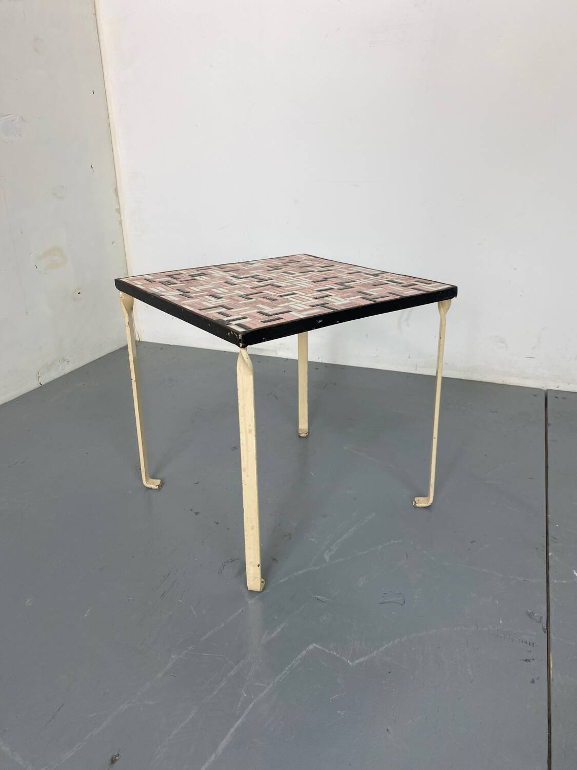 Vintage Modernist Mosaic Ceramic and Steel Side Table, 1950s