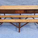 Old farmhouse table 248 cm and its two benches