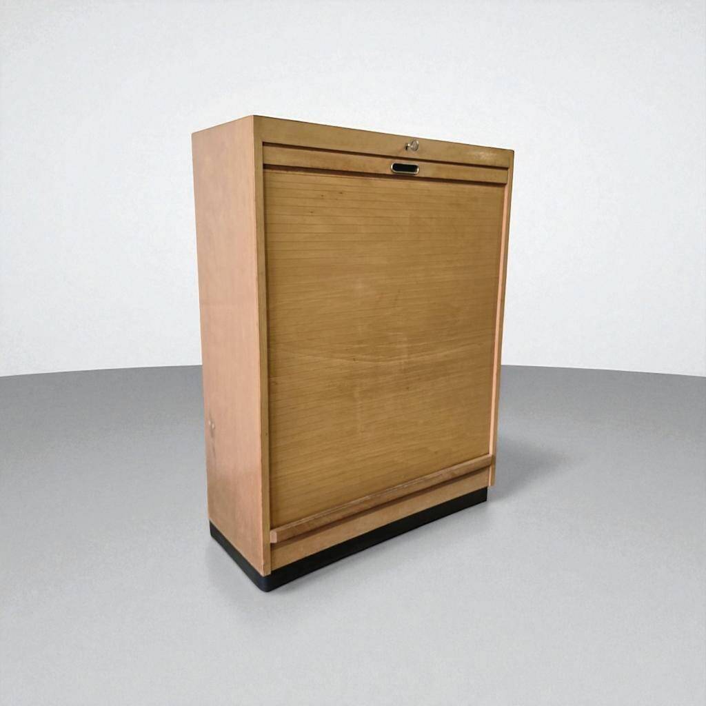 Vintage wooden filing cabinet / roller shutter cabinet