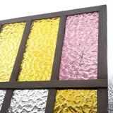 Workshop door 258,4x98,5cm in iron and colored cathedral glasses