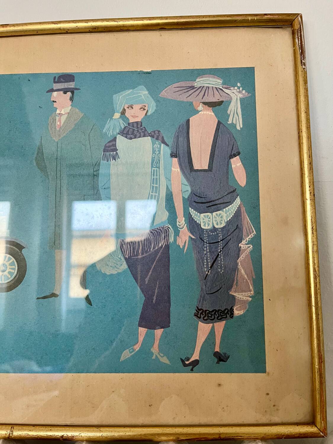 Vintage framed automotive poster