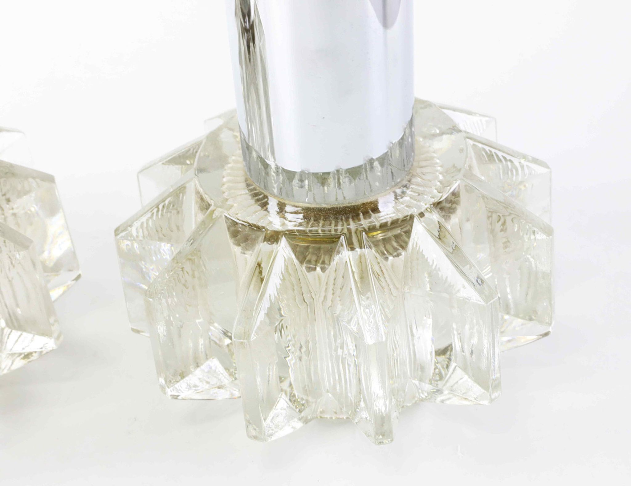Pair of glass pendant lamps, Boréns Borås, 60/70s.
