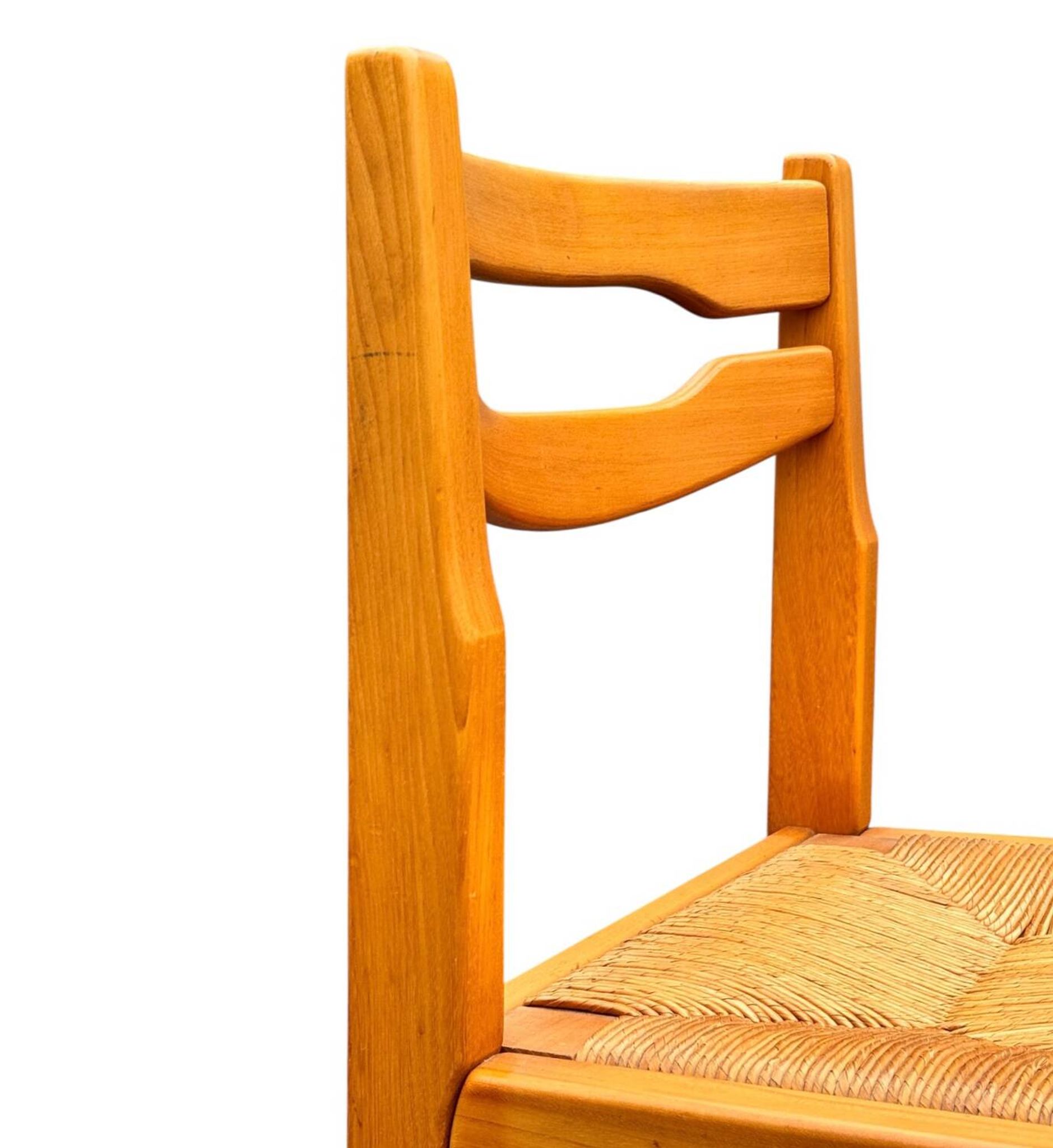 Set of 4 sleigh chairs in elm and straw Maison Regain
