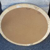 Set of two round mirrors with vintage rattan frame 1980