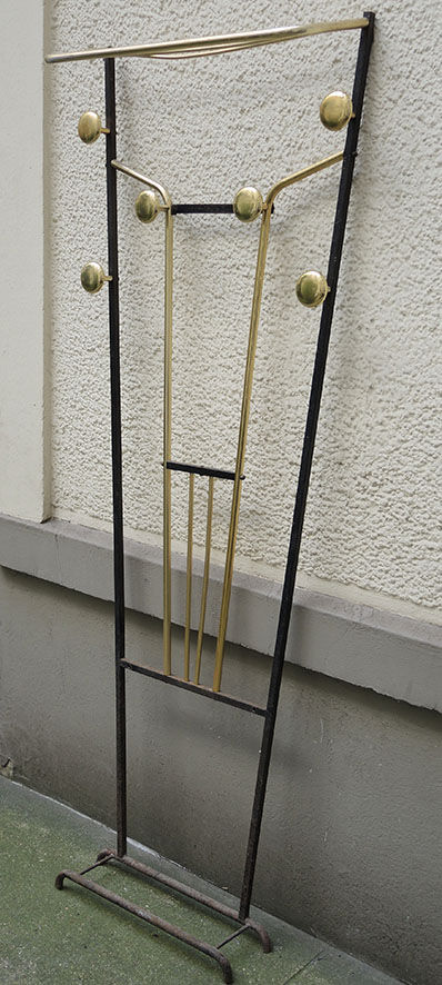 Old coat rack cloakroom in iron & brass art deco