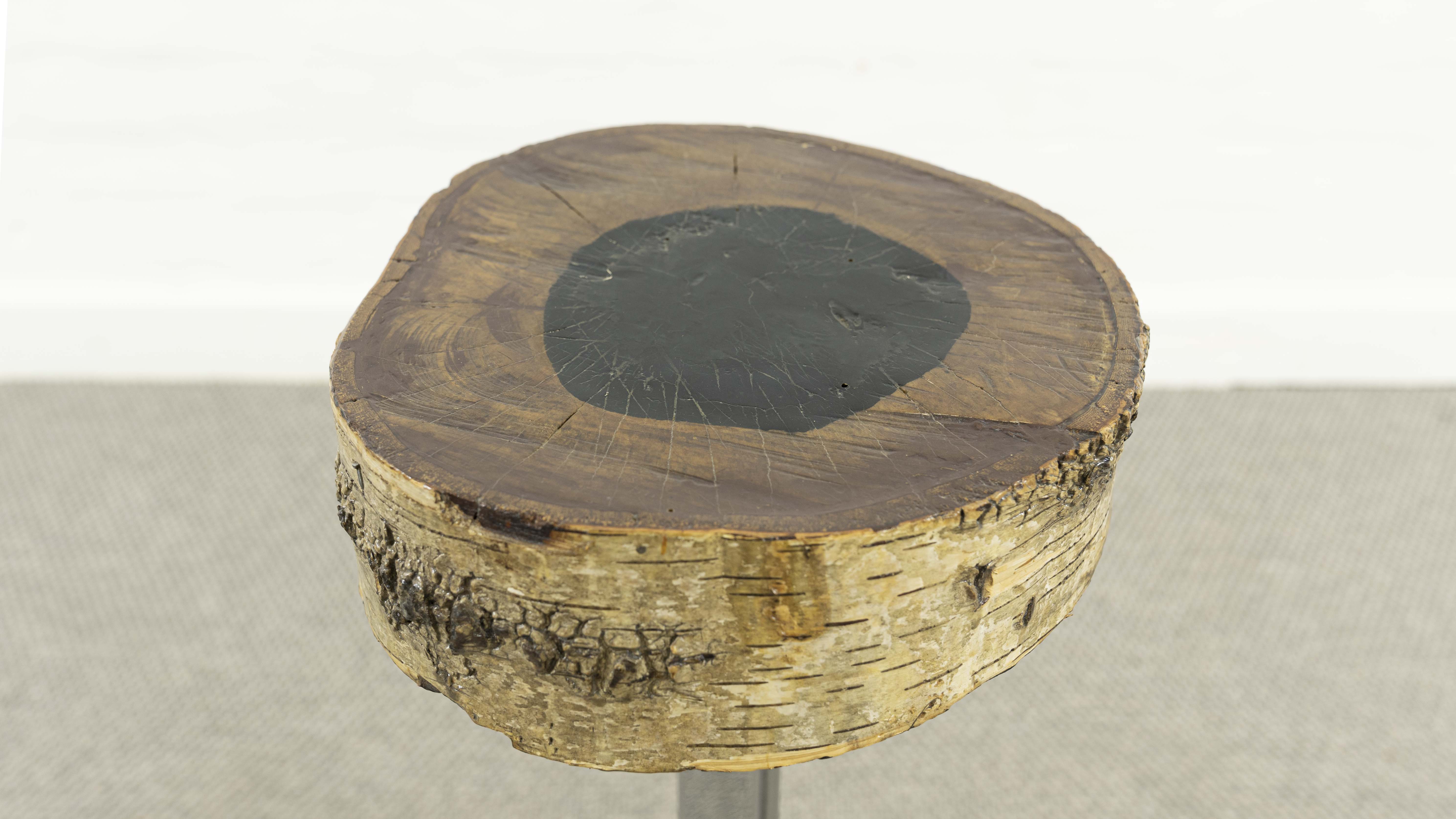 Vintage stool or side table in birch and steel