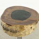 Vintage stool or side table in birch and steel