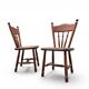 Set of 2 Oak Wood Victorian Child Stick Back Chairs / 1960s