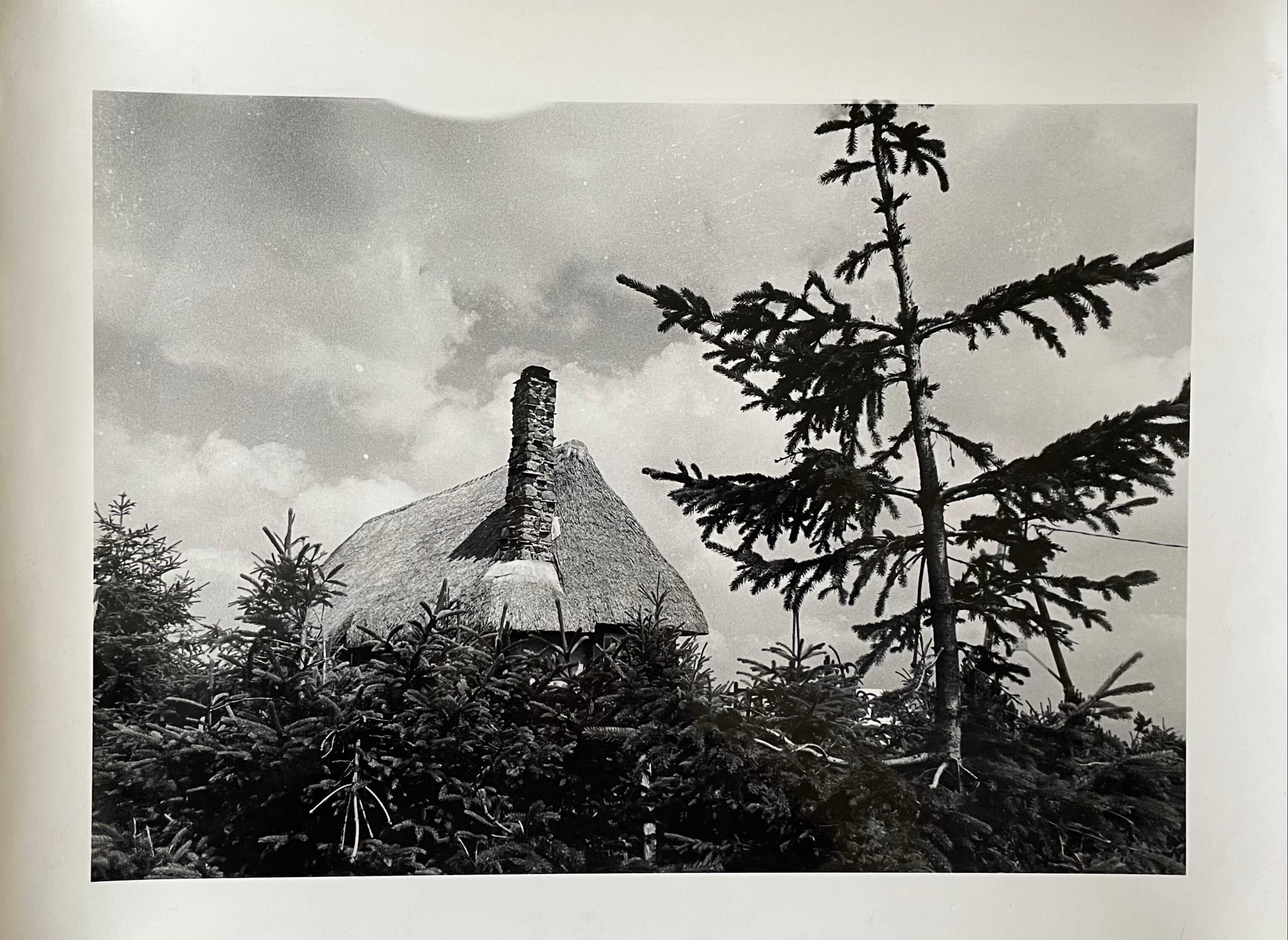 Photograph black and white silver print cira 1970 thatched cottage campaign