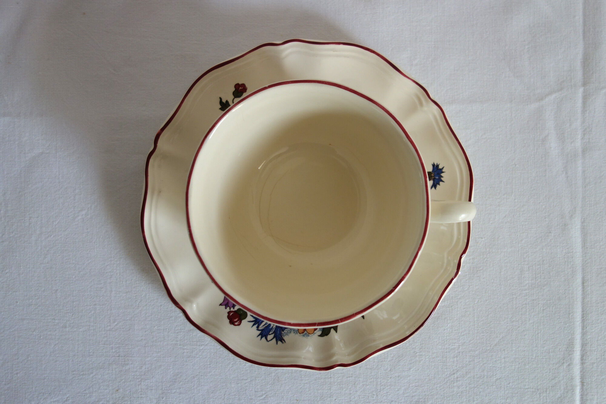 Tasse à thé et soucoupe vintage sarreguemines "agreste"