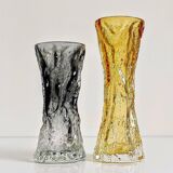 1970s Brutalist Art Glass Vases by Kurt Wokan, Handmade in Germany