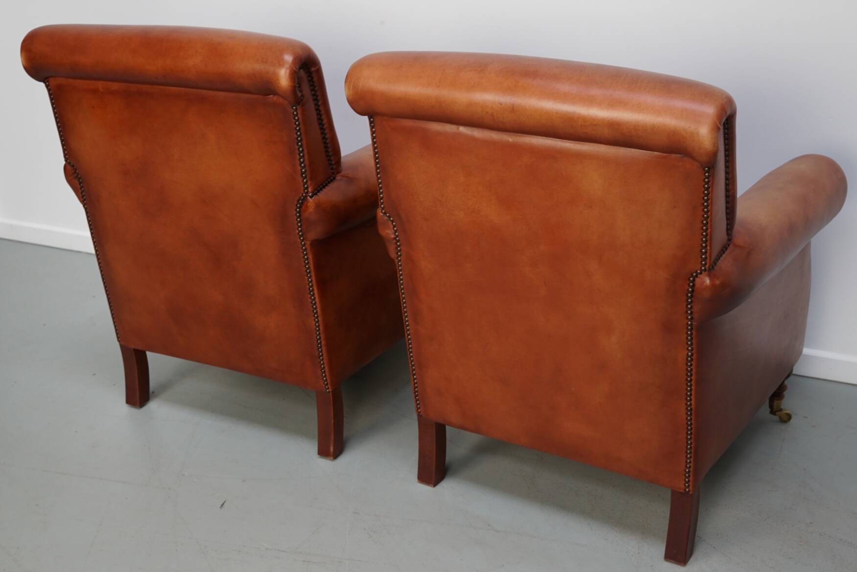 Vintage Dutch Cognac-Coloured Leather Club Chairs, Set of 2