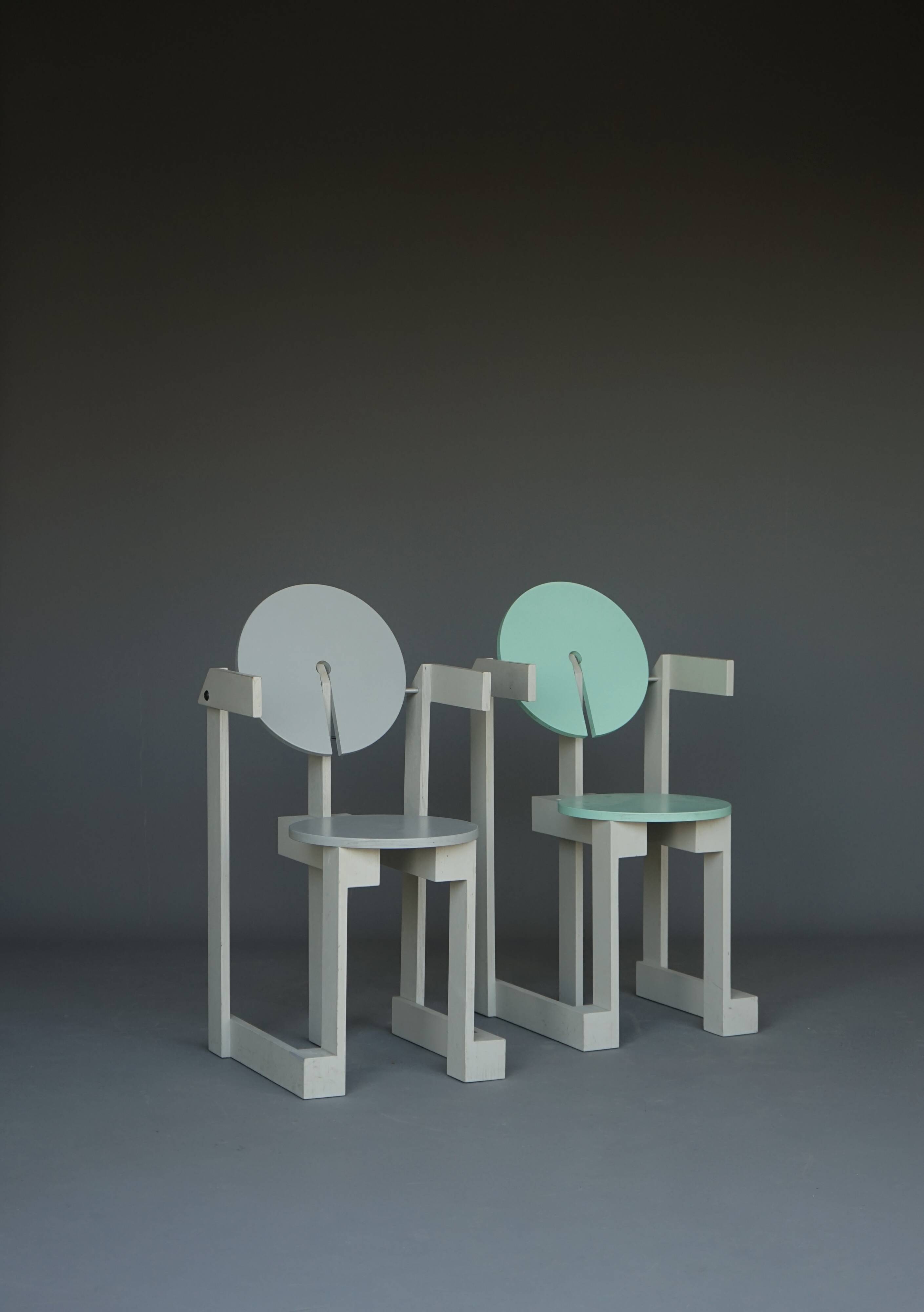 Rare pair of 'Plakhout' Side Chairs by Henk Lampe. 1979