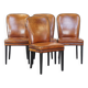 4 chaises de salle à manger en cuir de mouton marron
