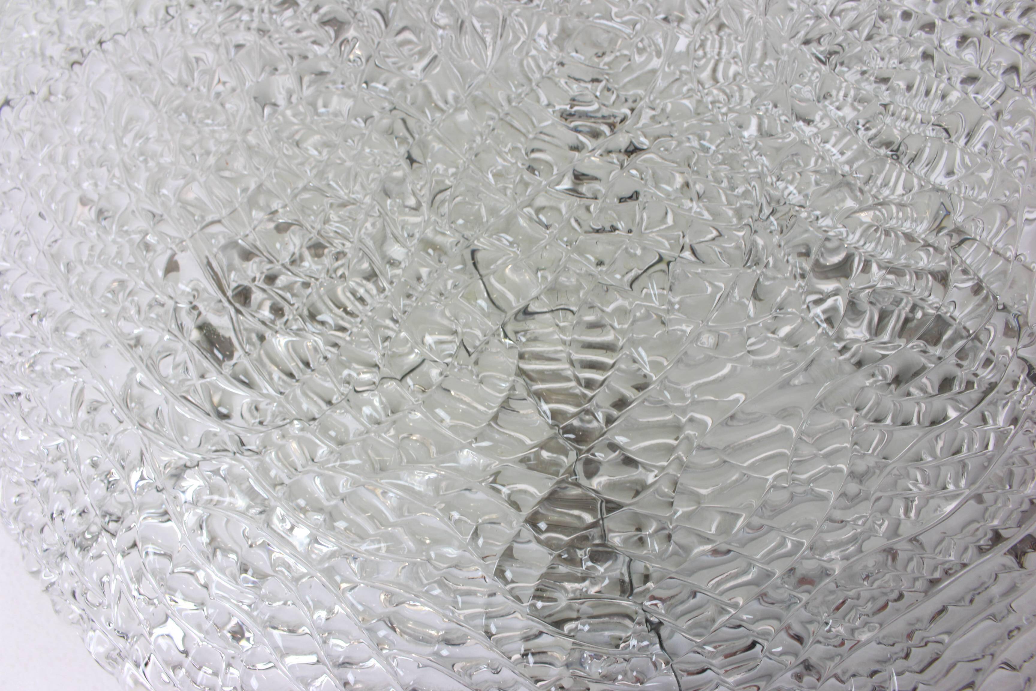 Large ice glass ceiling light by Kalmar, Austria, 1960s.