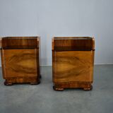 1940s pair of Art Deco bedside tables, Czechoslovakia