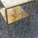Pair of neoclassical side tables in bronze, brass, marble, and o.