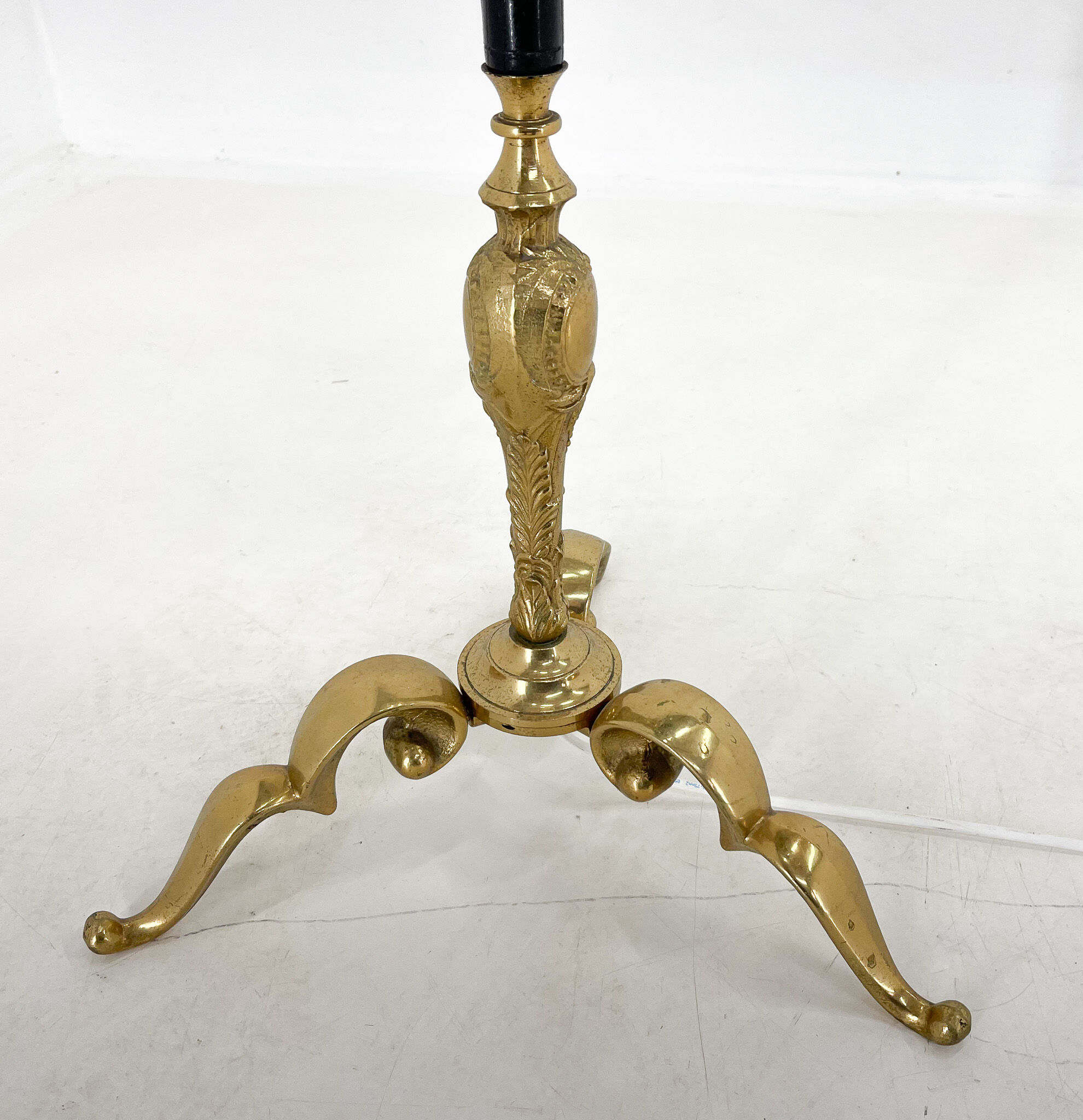 Brass, onyx & ebonized wood floor lamp, italy 1950