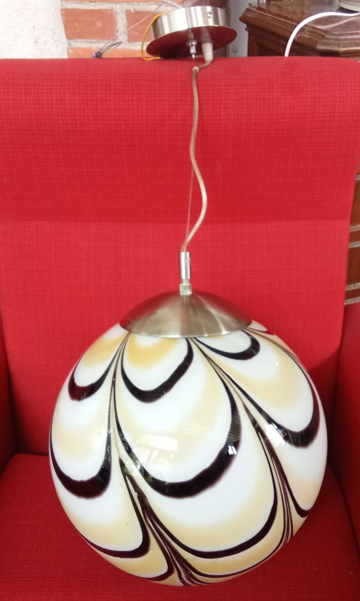 Vintage XXL Egg Ball Pendant Light Murano Glass Design