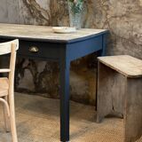 Farm table black charcoal & wood raw