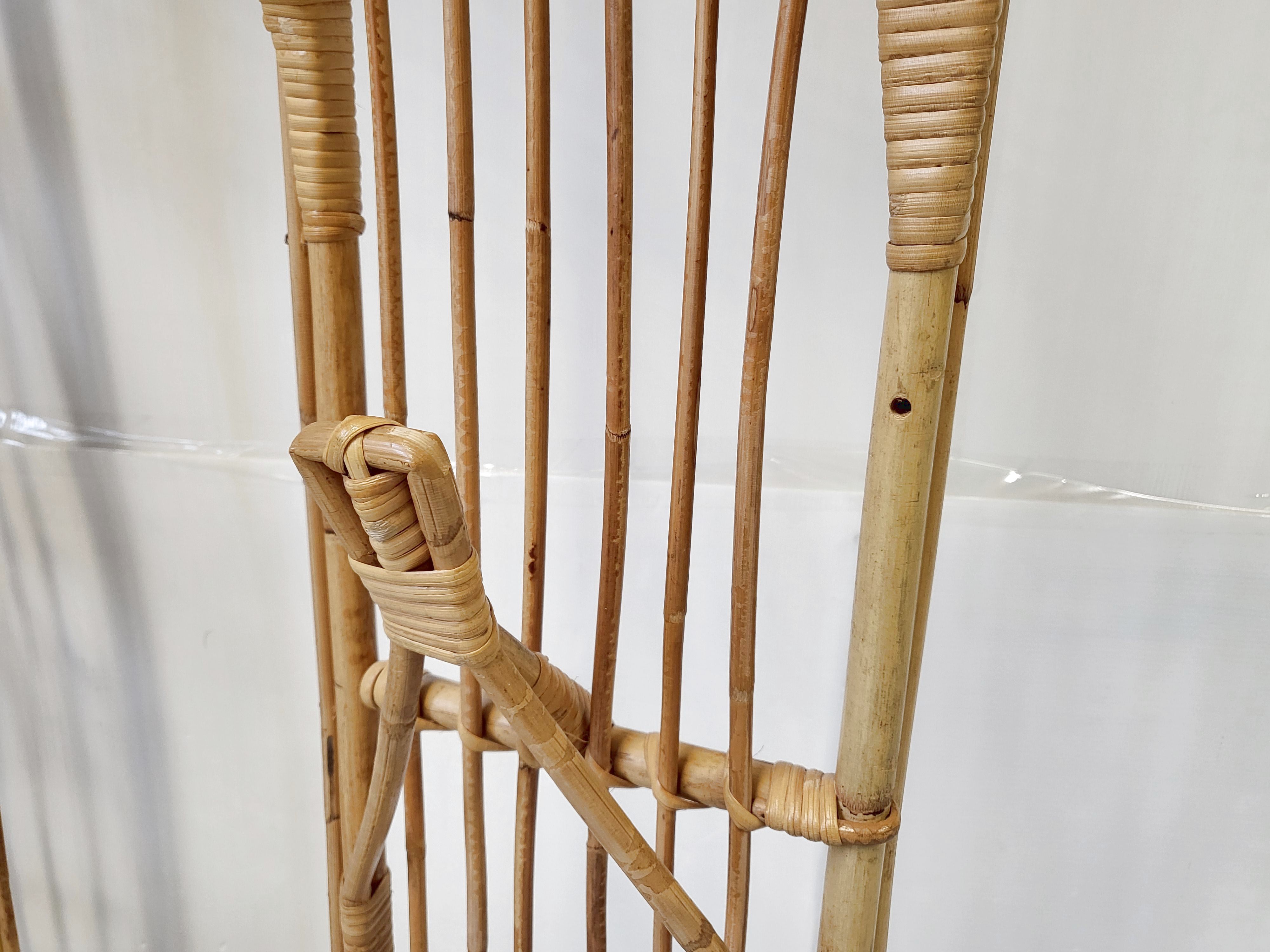 Rattan cloakroom coat rack 1950