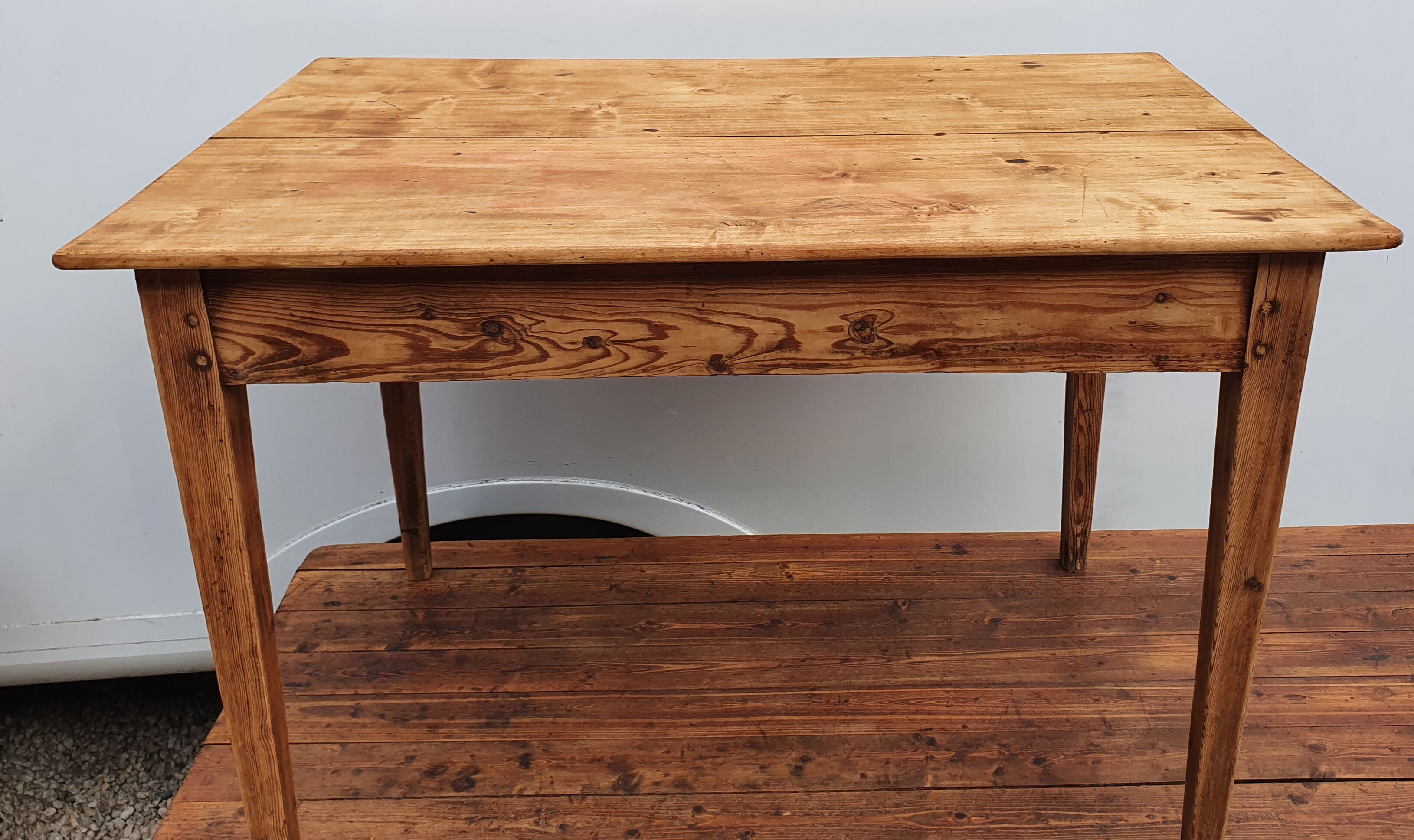 Old farmhouse table waxed wood 110 cm