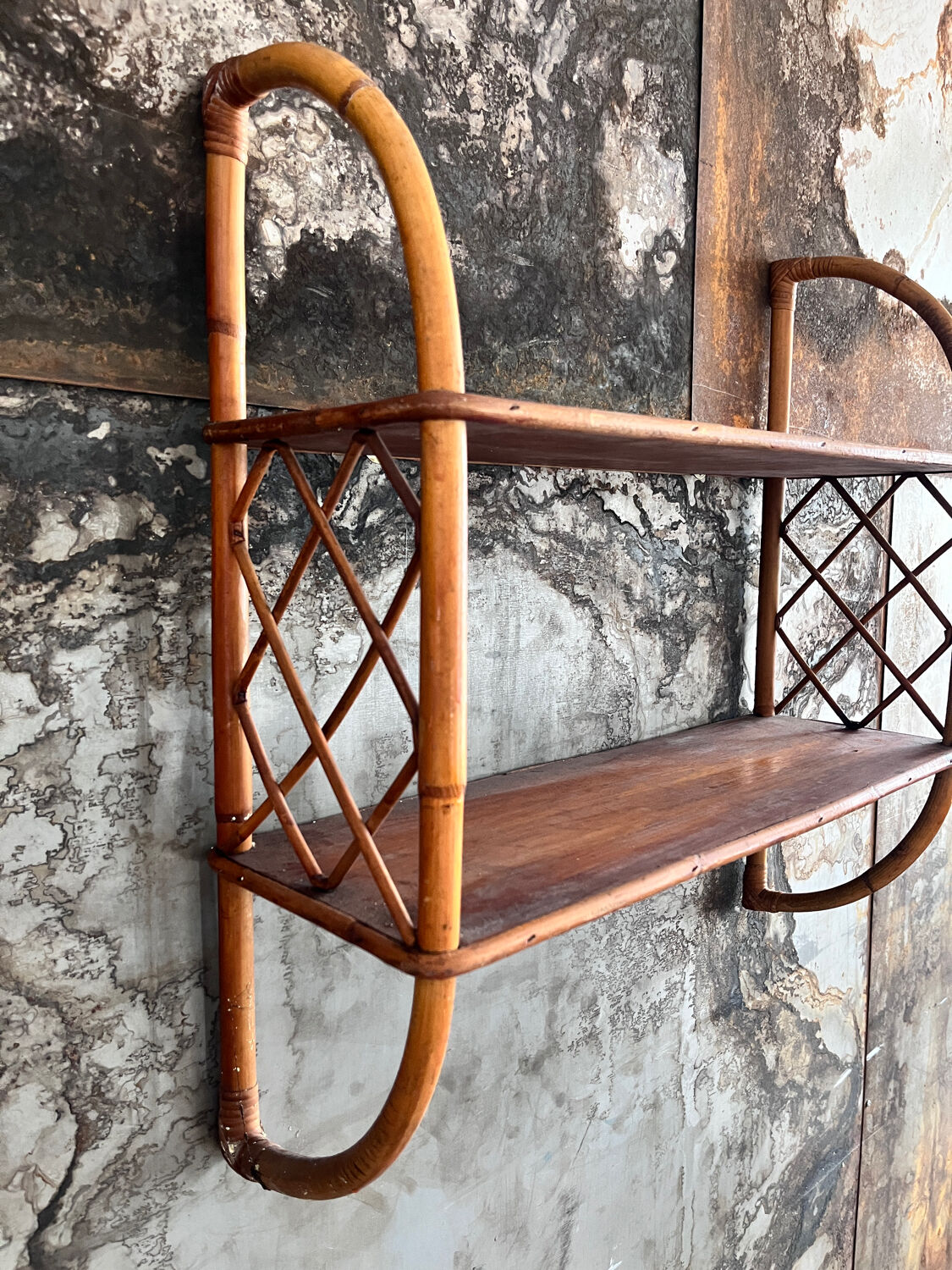 Wicker and rattan shelf