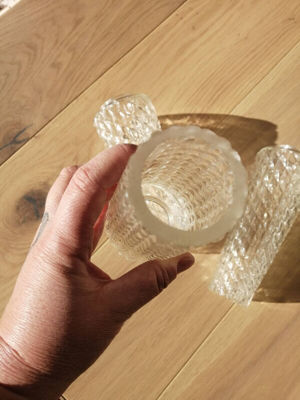 Lot de 3 tulipes baladeuse vintage en verre moulé