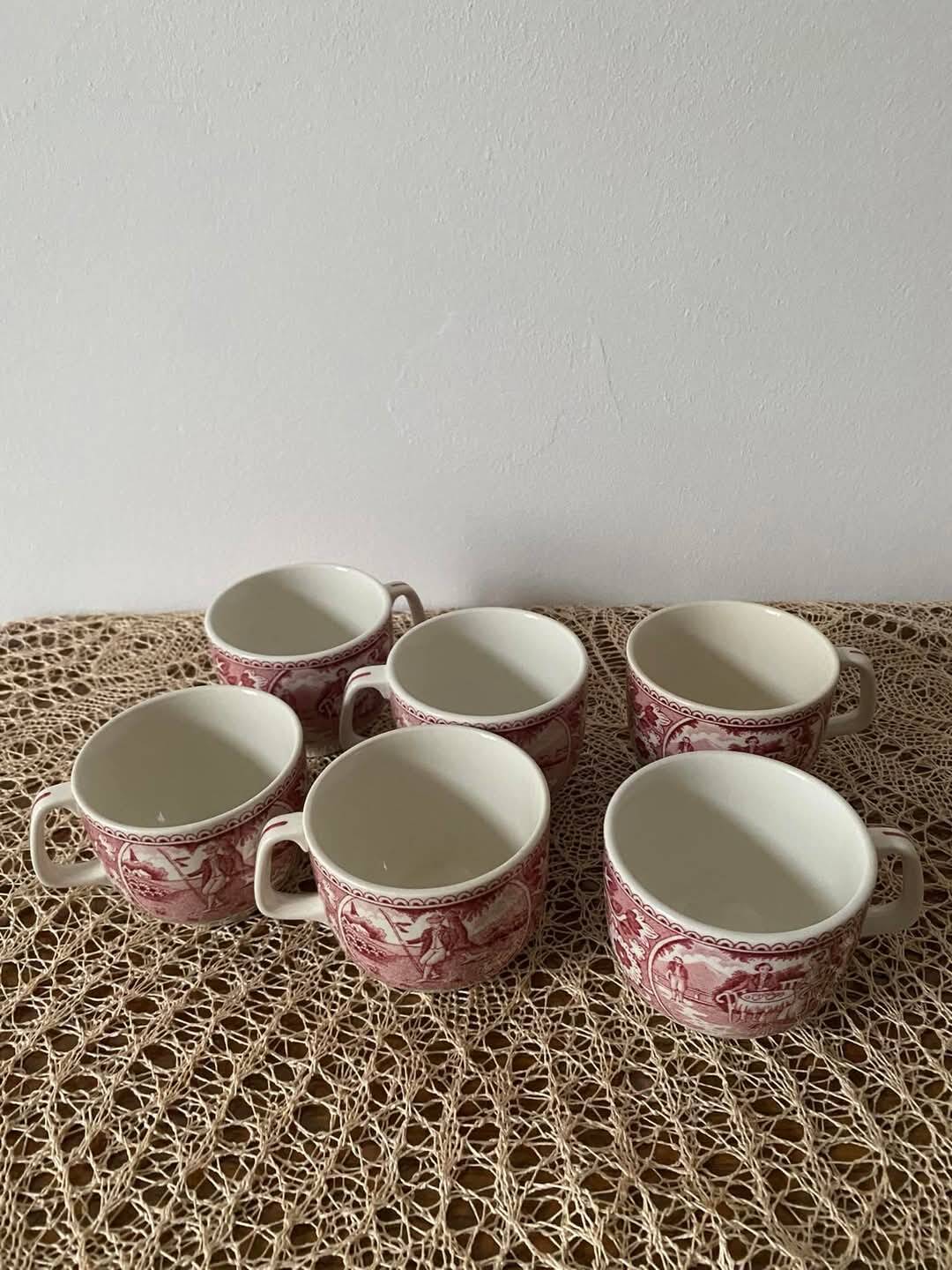 6 porcelain cups stamped BOCH Belgium