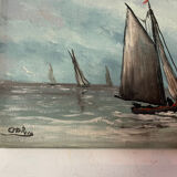 A pair of old paintings on wood.