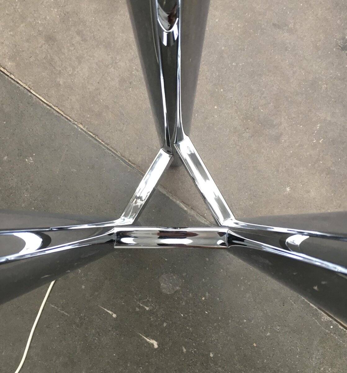 Vintage German floor lamp from the space age of the 1970s in glass and metal.