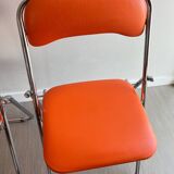 Vintage chrome folding chairs / orange leatherette Soudexvinyl