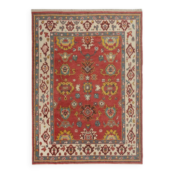 Hand Knotted Oushak Rug. Custom Size & Colors. Turkish Red Wool Area Rug. Antique 1900s Inspired Design. Made to Order