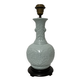 Asian style lamp base in celadon porcelain