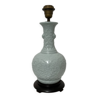Pied de lampe style asiatique en porcelain céladon