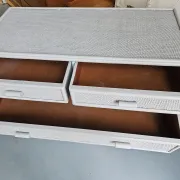 Vintage grey wood and rattan chest of drawers